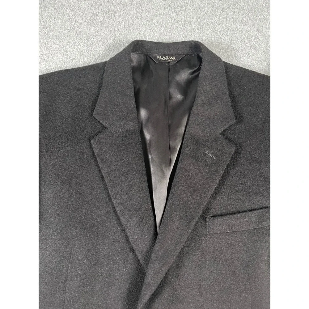 Jos A Bank Mens 46L Sport Coat Black 100% Camelhair 2 Button Blazer Jacket